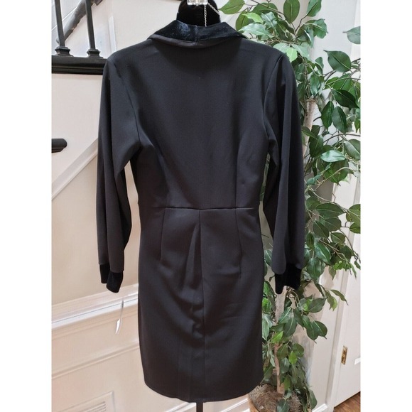 Velvet Fleur Women's Black Polyester V-Neck Long Sleeve Knee Length Dress Size 4 - Picture 7 of 14